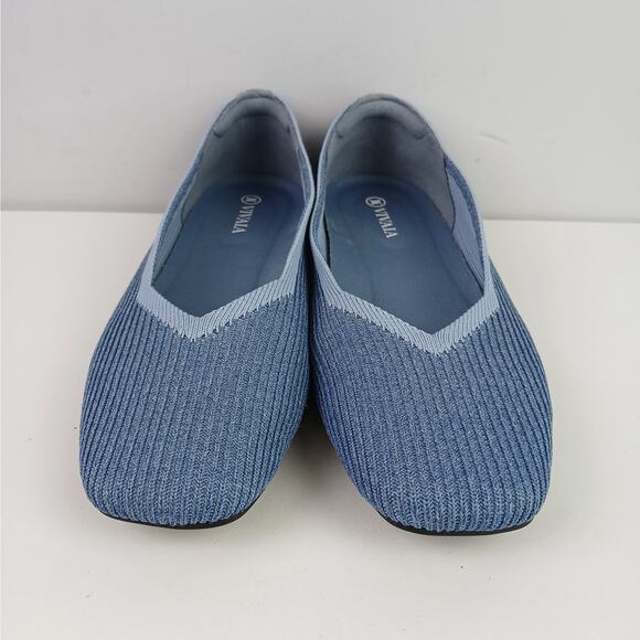 VIVAIA SZ 39 (US 8) Margot 2.0 Square Toe Washable Ballet Flats Denim Blue - Picture 6 of 8